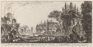Parte de la antigua Vía Apia fuera de la Puerta S. Sebastiano de Giovanni Battista Piranesi