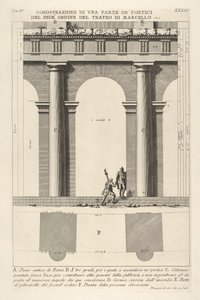 Elevación parcial y plano del pórtico de primer orden en el Teatro de Marcelo de Giovanni Battista Piranesi