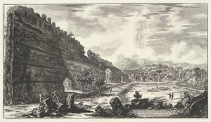 Pecile en de Villa Adriana t y Tivoli Vista de los restos del Castro Pretorio en la Villa Adriana en Tivoli (título sobre objeto) Gezichten op Rome (título de la serie) Vistas de Roma diseñadas y grabadas por el arquitecto Giambattista Piranesi Ve (nez) ia de Giovanni Battista Piranesi