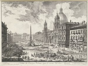 Plaza Navona de Roma Vista de Piazza Navona sobre las ruinas del Circo Agonal (título sobre objeto) Gezichten op Rome (título de la serie) Vistas de Roma diseñadas y grabadas por el arquitecto Giambattista Piranesi Ve (nez) iano (título de la serie)