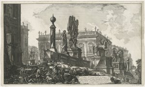 Capitol Square van enlaces gezien Vista lateral del Capitolio (título sobre objeto) Gezichten op Rome (título de la serie) Vistas de Roma diseñadas y grabadas por el arquitecto Giambattista Piranesi Ve (nez) iano (título de la serie)