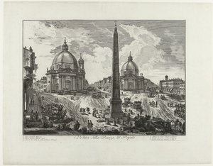 Piazza del Popolo te Rome (título sobre el objeto) Vista de la Piazza del Popolo (título sobre objeto) Gezichten op Rome (título de la serie) Vistas de Roma diseñadas y grabadas por el arquitecto Giambattista Piranesi Ve (nez) iano (título de la serie)