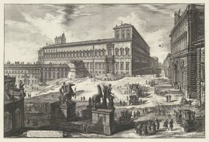 Plaza del Quirinale de Roma Vista de la Piazza di Monte Cavallo (título sobre objeto) Gezichten op Rome (título de la serie) Vistas de Roma diseñadas y grabadas por el arquitecto Giambattista Piranesi Ve (nez) iano (título de la serie)