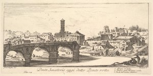 Placa 14: Puente Senatorial, hoy llamado el Ponte Rotto (Puente Roto), ca. 1748 de Giovanni Battista Piranesi