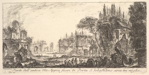 Placa 19: Parte de la antigua Vía Apia a unas tres millas fuera de Porta S. Sebastiano de Giovanni Battista Piranesi