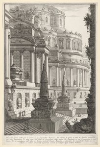 Placa 3: Mausoleo antiguo erigido para las cenizas de un emperador romano de Giovanni Battista Piranesi