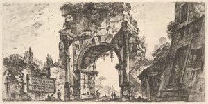 Placa 8: Arco de Druso en la Porta S. Sebastiano en Roma de Giovanni Battista Piranesi