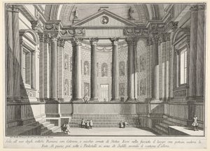 Sala columnada según la costumbre de los antiguos romanos, y nichos adornados