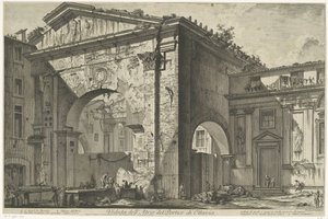Porticus van Octavia te Roma Vista del Atrio del Pórtico de Octavia (título sobre objeto) Gezichten op Rome (título de la serie) Vistas de Roma diseñadas y grabadas por el arquitecto Giambattista Piranesi Ve (nez) iano (título de la serie) de Giovanni Battista Piranesi