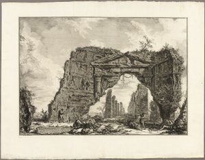 Restos de un pórtico cubierto, o un criptopórtico, en una villa de Domiciano, a cinco millas de Roma en la carretera de Frascati, de Vistas de Roma de Giovanni Battista Piranesi