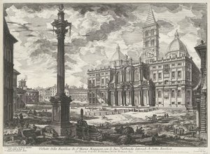 Santa María la Mayor de Roma Vista de la Basílica de Santa Maria Maggiore con las dos Fábricas laterales de dicha Basílica (título sobre objeto) Gezichten op Rome (título de la serie) Vistas de Roma diseñadas y grabadas por el arquitecto Giambattista Piran de Giovanni Battista Piranesi