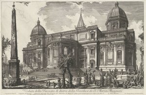 Santa María la Mayor de Roma Vista de la fachada trasera de la Basílica de S. Maria Maggiore (título sobre objeto) Gezichten op Rome (título de la serie) Vistas de Roma diseñadas y grabadas por el arquitecto Giambattista Piranesi Ve (nez) iano (título de l de Giovanni Battista Piranesi