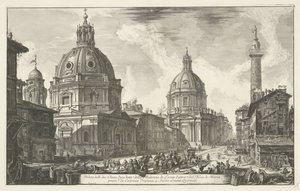 Santa Maria di Loreto en de Santissimo Nome di Maria te Rome Vista de las dos iglesias (...) (título sobre objeto) Gezichten op Rome (título de la serie) Vistas de Roma diseñadas y grabadas por el arquitecto Giambattista Piranesi Ve (nez) iano (título de l de Giovanni Battista Piranesi