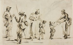 Hoja de bocetos: seis figuras de Giovanni Battista Piranesi