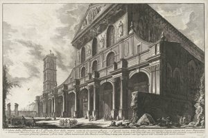 Sint-Paulus construido de Muren te Rome Vista de la Basílica de San Pablo extramuros, construida por Constantino el Grande (título sobre el objeto) Gezichten op Rome (título de la serie) Vistas de Roma diseñadas y grabadas por el arquitecto Giambattista Pi de Giovanni Battista Piranesi