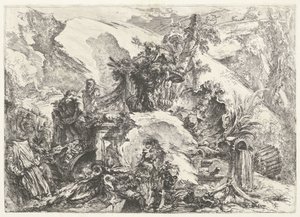 esqueletos y esculturas Capricci decorativi (título anterior de la serie) Grotteschi (título de la serie) de Giovanni Battista Piranesi
