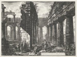 Templo de Neptuno en Paestum Diferentes vistas de los restos de tres grandes edificios que siguen en pie en Paestum (título de la serie) Différentes vues de quelques restes de trois grands édifices qui subsistent encore dans l