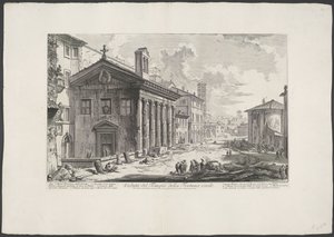 Templo de Portunus en Roma Vista del Templo de Manly Fortune (título sobre objeto) Gezichten op Rome (título de la serie) Vistas de Roma diseñadas y grabadas por el arquitecto Giambattista Piranesi Ve (nez) iano (título de la serie) de Giovanni Battista Piranesi
