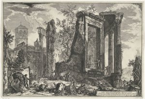 Tempel van Vesta y Tempel van de Tiburtijnse Sibille en Tivoli Otra vista del Templo de la Sibila en Tivoli (título sobre el objeto) Gezichten op Rome (título de la serie) Vistas de Roma diseñadas y grabadas por el arquitecto Giambattista Piranesi Ve (nez) de Giovanni Battista Piranesi