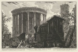 Tempel van Vesta y Tempel van de Tiburtijnse Sibille en Tivoli Vista del templo de la Sibila en Tivoli (título sobre objeto) Gezichten op Rome (título de la serie) Vistas de Roma diseñadas y grabadas por el arquitecto Giambattista Piranesi Ve (nez) iano (s de Giovanni Battista Piranesi