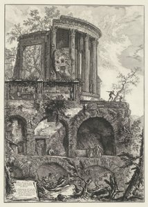 Tempel van Vestat y Tivoli Otra vista del templo Sibyl en Tivoli (título sobre el objeto) Gezichten op Rome (título de la serie) Vistas de Roma diseñadas y grabadas por el arquitecto Giambattista Piranesi Ve (nez) iano (título de la serie) de Giovanni Battista Piranesi