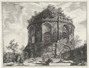 Templo de la tos bij Tivoli Vista del Templo, llamado della Tosse en Via Tiburtina, una milla cerca de Tivoli (título sobre el objeto) Gezichten op Rome (título de la serie) Vistas de Roma diseñadas y grabadas por el arquitecto Giambattista Piranesi Ve (ne de Giovanni Battista Piranesi