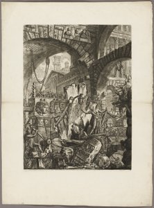 El Hombre en el Potro, lámina 2 de Prisiones Imaginarias de Giovanni Battista Piranesi