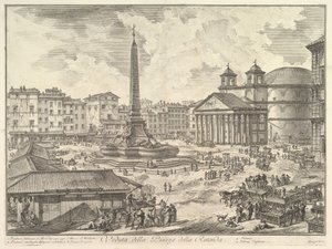 La Piazza della Rotonda, con el Panteón y el Obelisco de Giovanni Battista Piranesi