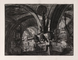 El muelle con una lámpara, placa 15 de Carceri d de Giovanni Battista Piranesi