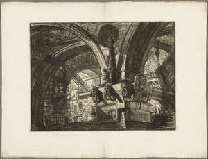 El muelle con una lámpara, lámina 15 de Prisiones Imaginarias de Giovanni Battista Piranesi