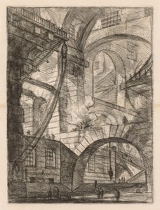 Las Prisiones: Una Perspectiva de Arcos con un Fuego Humeante de Giovanni Battista Piranesi