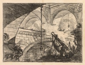 Las Prisiones: Una Serie de Galerías con Estructura de Vigas como Grúa de Giovanni Battista Piranesi
