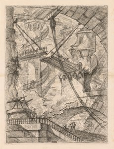 Las prisiones: Un inmenso interior con un puente levadizo de Giovanni Battista Piranesi