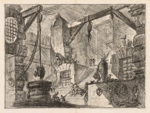 Las Prisiones: Interior Columnado con una Escalera Ancha de Giovanni Battista Piranesi