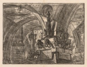 Las prisiones: Arcos redondos que surgen de una columna cuadrada de Giovanni Battista Piranesi