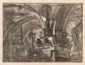 Las prisiones: Arcos redondos que surgen de una columna cuadrada, 1745-1750 de Giovanni Battista Piranesi