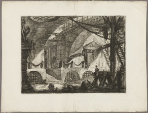 El caballete, lámina 12 de Prisiones imaginarias de Giovanni Battista Piranesi