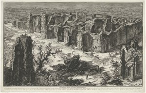 Termas de Caracalla en Roma Ruinas de las Termas de Antonino (título sobre el objeto) Gezichten op Rome (título de la serie) Vistas de Roma diseñadas y grabadas por el arquitecto Giambattista Piranesi Ve (nez) iano (título de la serie) de Giovanni Battista Piranesi