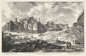 Termas de Diocleciano en Roma Vista de los restos superiores de las Termas de Dioclaziano (título sobre objeto) Gezichten op Rome (título de la serie) Vistas de Roma diseñadas y grabadas por el arquitecto Giambattista Piranesi Ve (nez) iano (título de la s de Giovanni Battista Piranesi