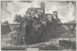 Tibereilandia de Roma Vista de la Isla Tiberina (título sobre objeto) Gezichten op Rome (título de la serie) Vistas de Roma diseñadas y grabadas por el arquitecto Giambattista Piranesi Ve (nez) iano (título de la serie)