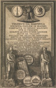 Página de título con águila, moneda con imagen de la Columna de Trajano, esculturas clásicas de Giovanni Battista Piranesi