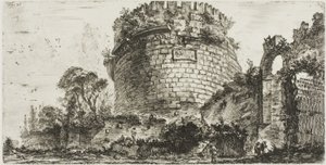 Tumba de Caecilia Metella llamada Capo di Bove [Cabeza de Buey], lámina veinte de Algunas Vistas de Arcos Triunfales y otros monumentos