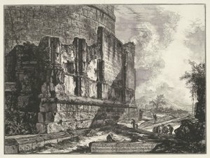 Tumbas van Plautius Lucanus Vista de los restos de la tumba de la familia Plauzia en via Tiburtina, cerca del puente de Lugano, a dos millas de Tivoli (título sobre el objeto) Gezichten op Rome (título de la serie) Vistas de Roma diseñadas y grabadas por G