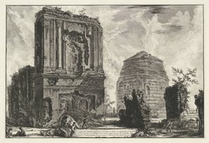 Tombes van Licinianus Piso en de Cornelius familia langs de Via Appia Gezichten op Rome (título de la serie) Vistas de Roma diseñadas y grabadas por el arquitecto Giambattista Piranesi Ve (nez) iano (título de la serie) de Giovanni Battista Piranesi