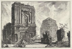 Tombes van Licinianus Piso en de Cornelius familia langs de Via Appia Gezichten op Rome (título de la serie) Vistas de Roma diseñadas y grabadas por el arquitecto Giambattista Piranesi Ve (nez) iano (título de la serie) de Giovanni Battista Piranesi