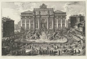 Trevifontein en Roma Vista en perspectiva de la gran Fontana dell