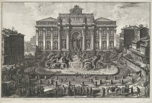 Trevifontein en Roma Vista en perspectiva de la gran Fontana dell