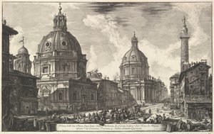 Dos iglesias cerca de la columna de Trajano, S. Maria di Loreto y Santísimo Nombre de María Ve..., ca. 1762 de Giovanni Battista Piranesi