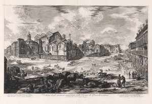 Vista de las Ruinas Superiores de las Termas de Diocleciano [vista lejana que muestra la iglesia de Santa Maria degli Angeli]), de Vedute di Roma (Vistas de Roma) de Giovanni Battista Piranesi