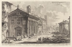 Vista del Templo de la fortuna varonil. Hoy S. Maria Egizziaca degli Armeni (Vista del Templo de Fortuna Virilis. Ahora la Iglesia armenia de Santa Maria Egizziaca [ahora se cree que es el templo de Portunus]), de Vedute di Roma (Vistas de Roma) de Giovanni Battista Piranesi